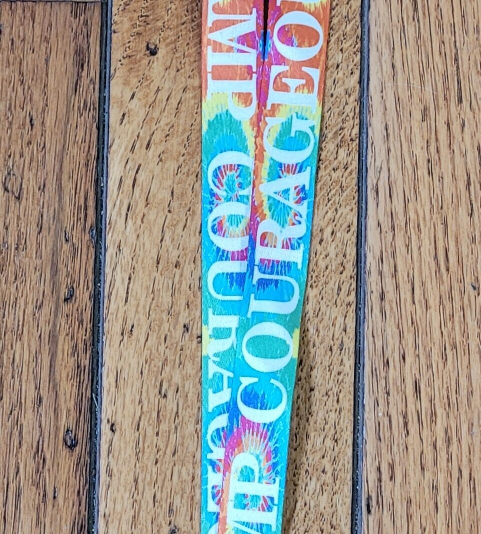 tie dye Camp Courageous lanyard